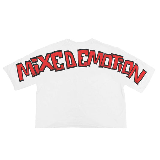 Mixed Emotion White “Monster” Cropped Tee