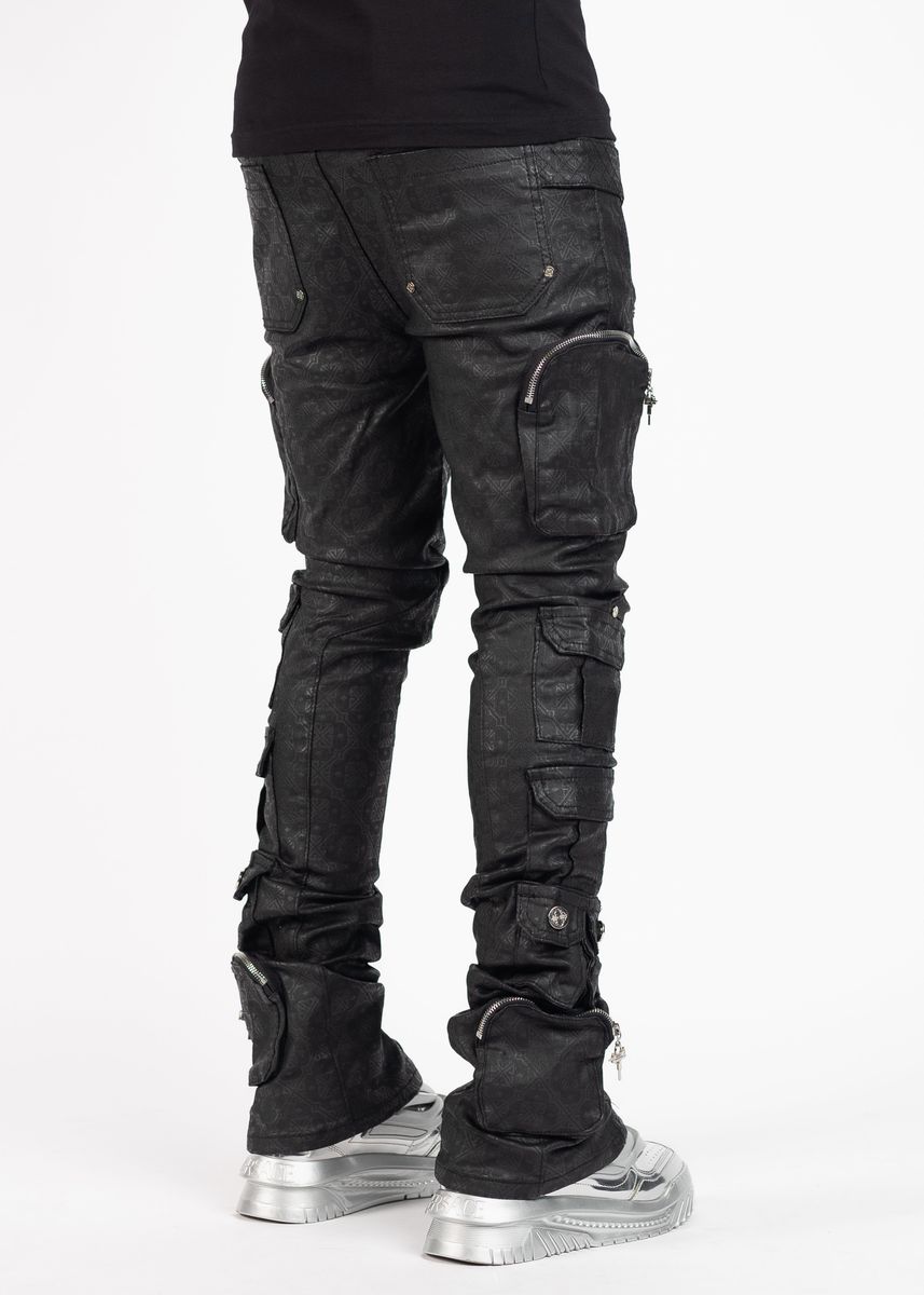 Guapi All Black Monogram Embellished Denim Jeans