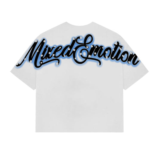 Mixed Emotion White 'Statue' Cropped Tee