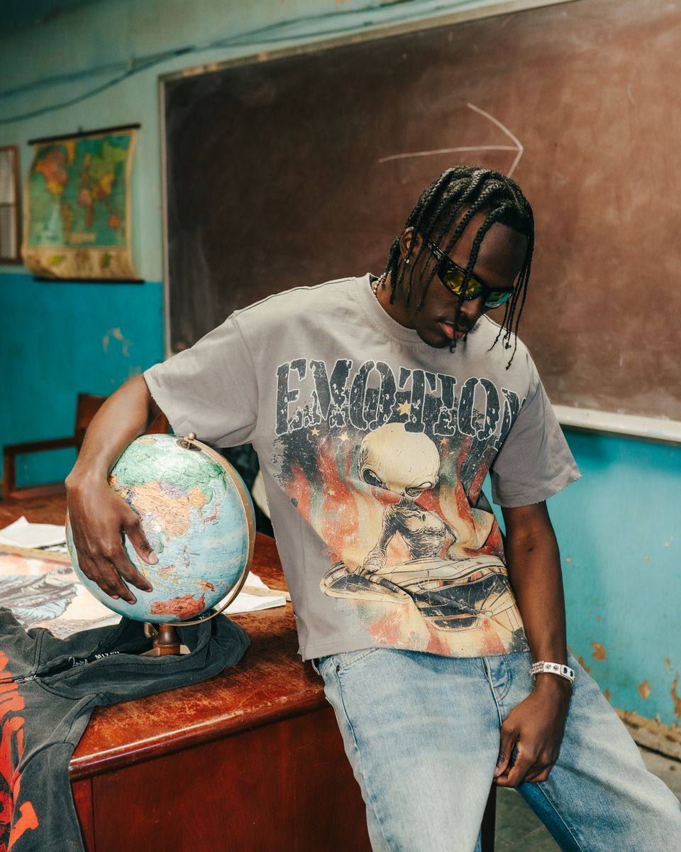 Mixed Emotion Grey Spaceship Tee