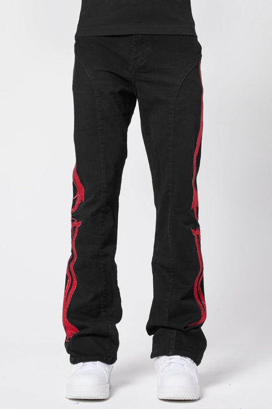 Guapi Obsidian Black Skeleton Flared Denim V2 Jeans