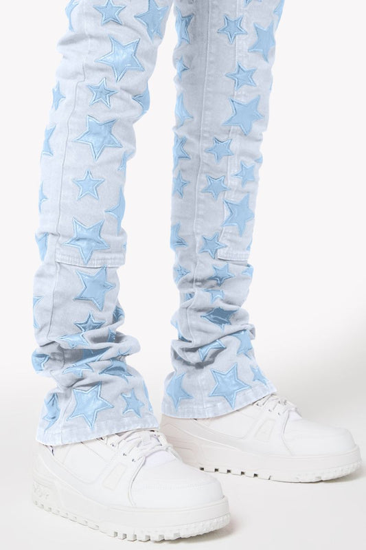 Guapi Aqua Blue Stars Denim Jeans