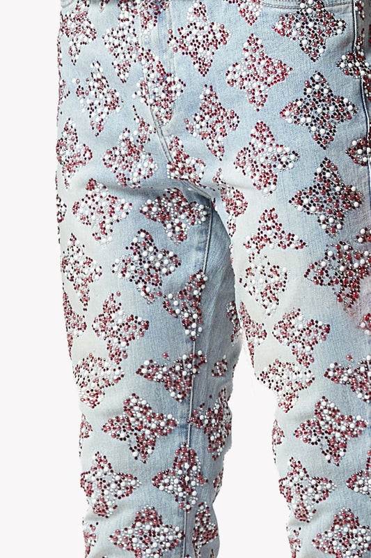 Guapi Aqua Blue Embellished Denim V3 Jeans