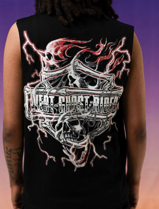 RetroVert FLAMING SKULL CUT-OFF SHIRT