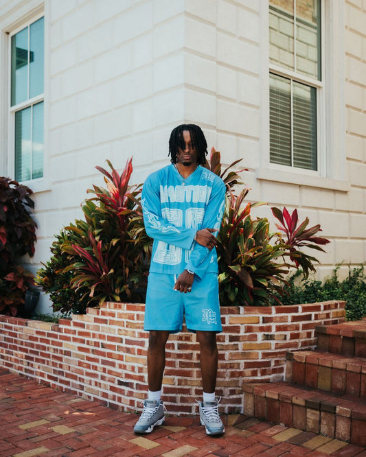 Mixed Emotion Blue 'Lightning' Shorts