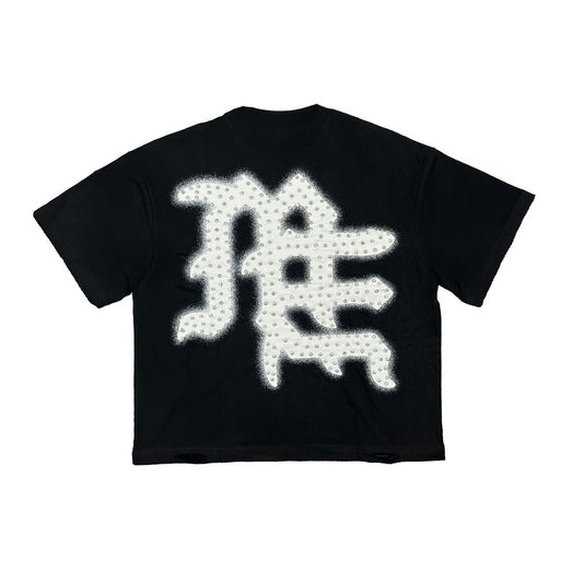 Mixed Emotion Black ‘End’ Rhinestone Tee