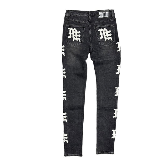 Mixed Emotion Monogram Denim Black Wash Jeans