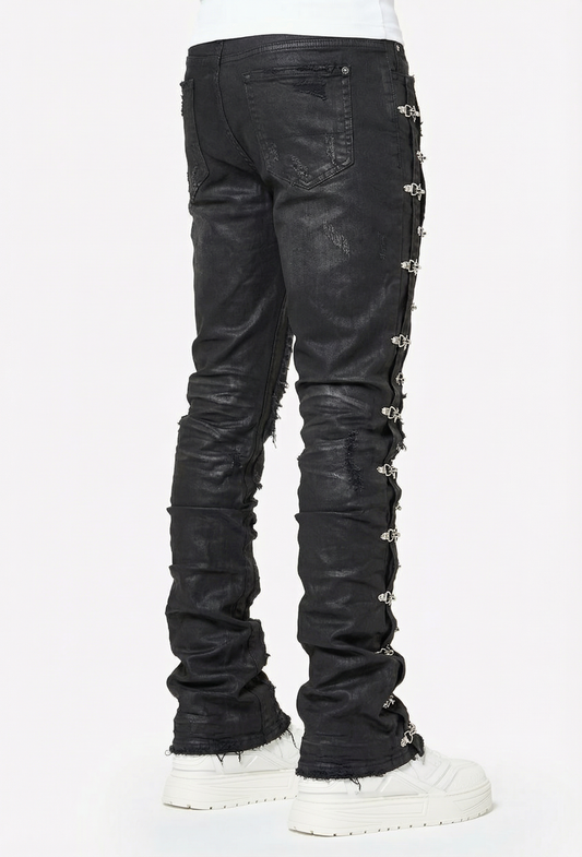 Guapi Obsidian Black Aviation Clasp Denim Jeans