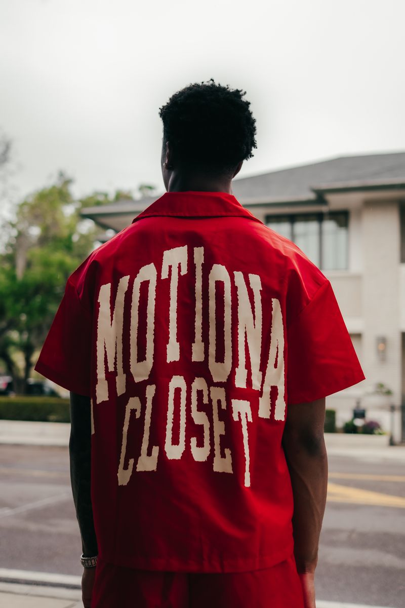 Mixed Emotion Red “Backyard” Nylon Shirt