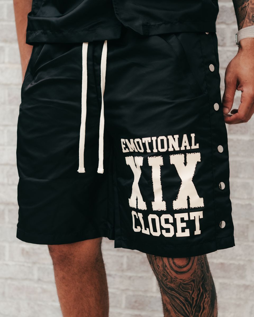 Mixed Emotion Black “Backyard” Nylon Shorts