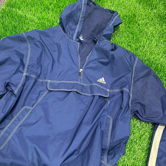 Adidas windbreaker jacket navy blue vintage