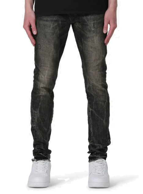 PURPLE BRAND Low Rise Skinny Jeans (Washed Black Tie Acid)