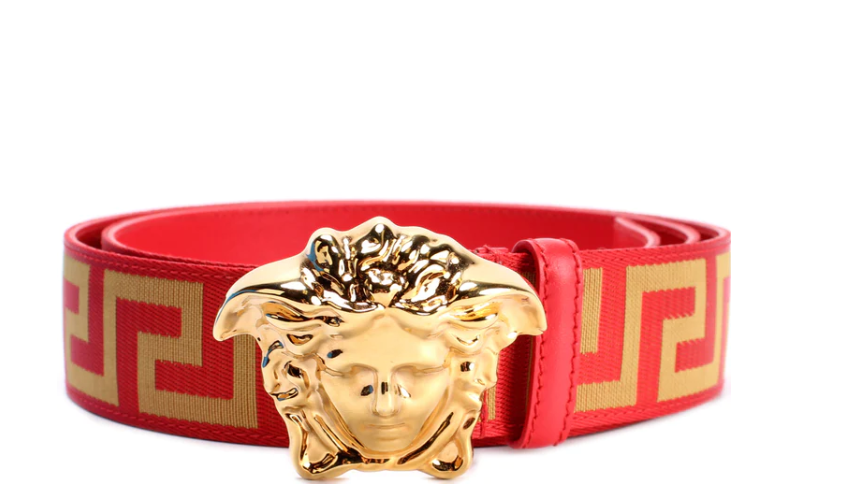Versace La Medusa La Greca Belt Red