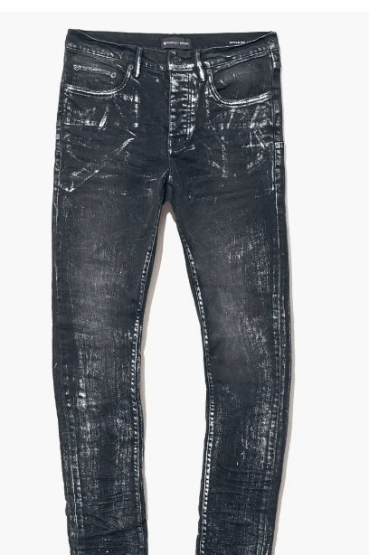 PURPLE BRAND Black Wash Metallic Skinny Jeans