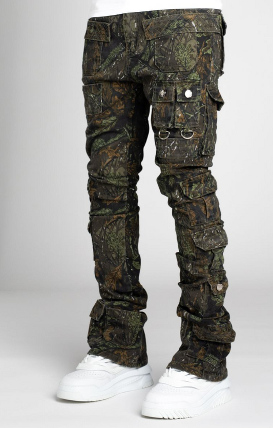 Guapi Camo Tactical Stacked Denim Jeans