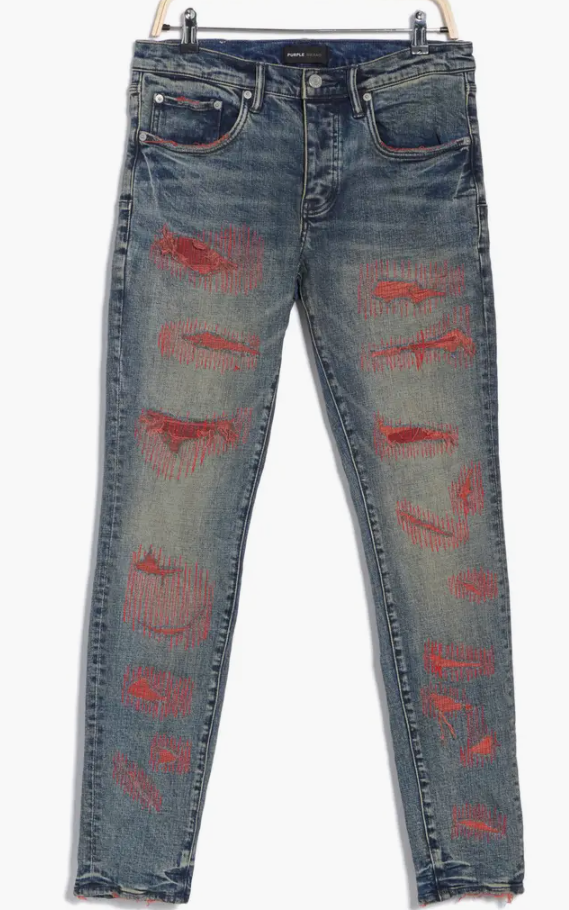 PURPLE BRAND Low Rise Skinny Jeans MID INDIGO RED WEFT BLOWOUT