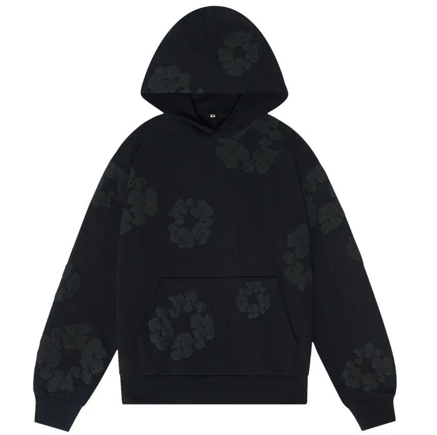 Denim Tears Cotton Wreath Hooded Sweatshirt 'Black Monochrome' Hoodie
