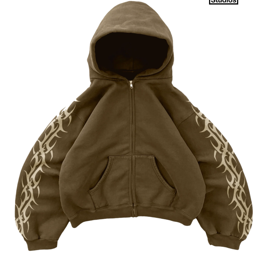 Bravest Studios Brown Tribal Zip Up Hoodie