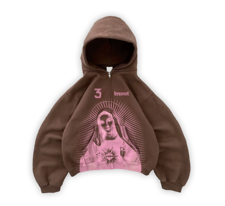 Bravest Studios Brown Mary Zip Up Hoodie