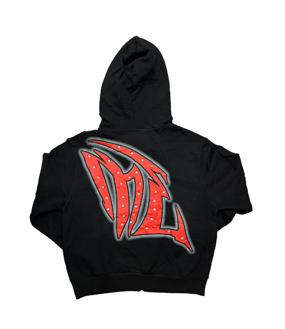 Mixed Emotion Black “Graffiti" Rhinestone Hoodie