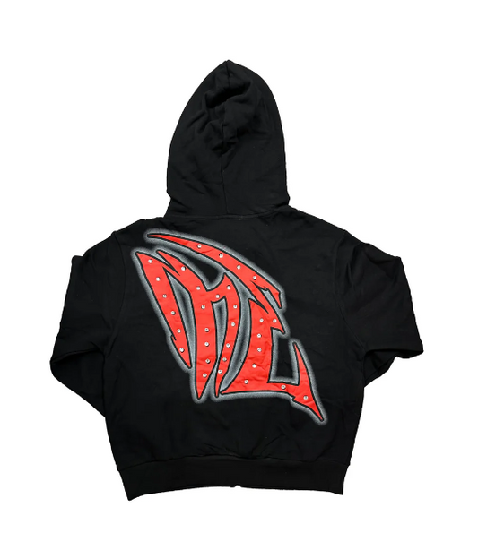 Mixed Emotion Black “Graffiti" Rhinestone Hoodie