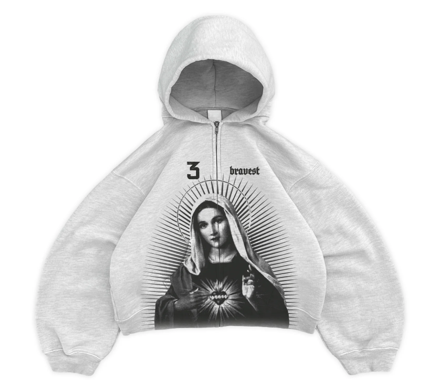 Bravest Studios Grey Mary Zip Up Hoodie