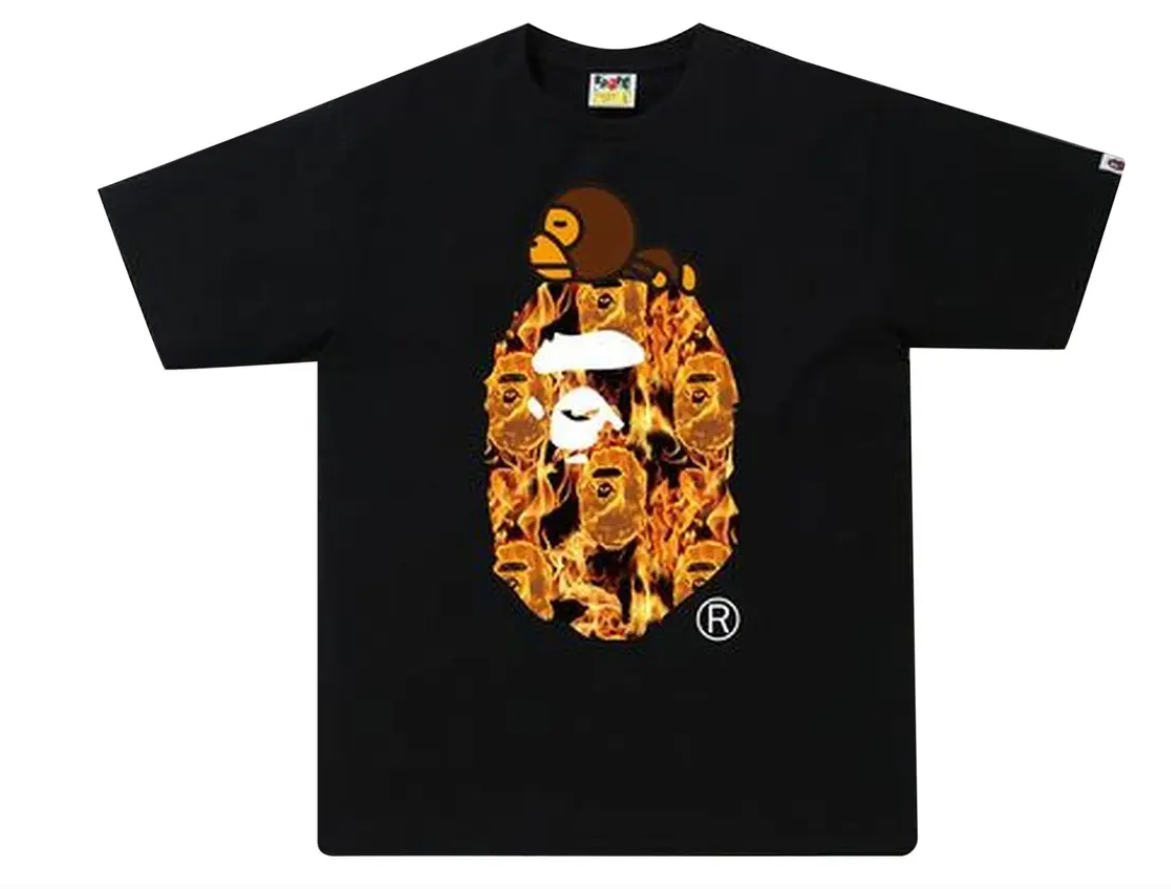 BAPE Flame Milo On Big Ape Tee Black/Orange