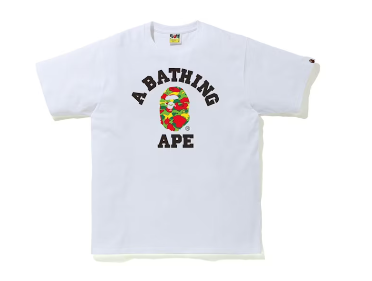 BAPE Sta Camo College Tee White/Multi