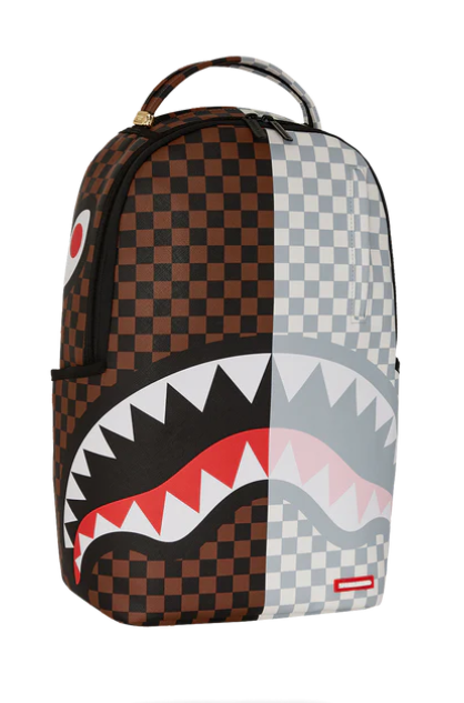 Spray Ground SPLIT BROWN AND CREAM CHECK DLXV BACKPACK (B8120)