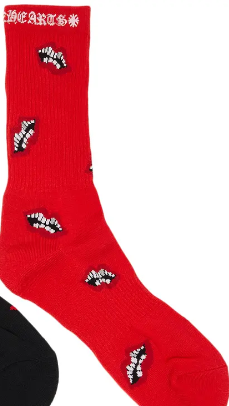 Chrome Hearts Chomper Socks Red (1 Pair)