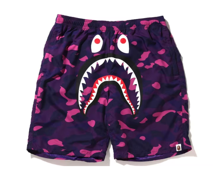 BAPE Color Camo Shark Sweat Shorts Purple