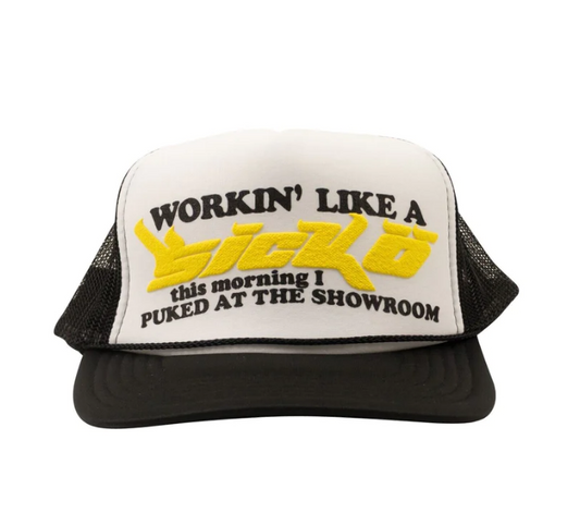 Workin Like A Sicko Trucker Hat( Black Yellow)