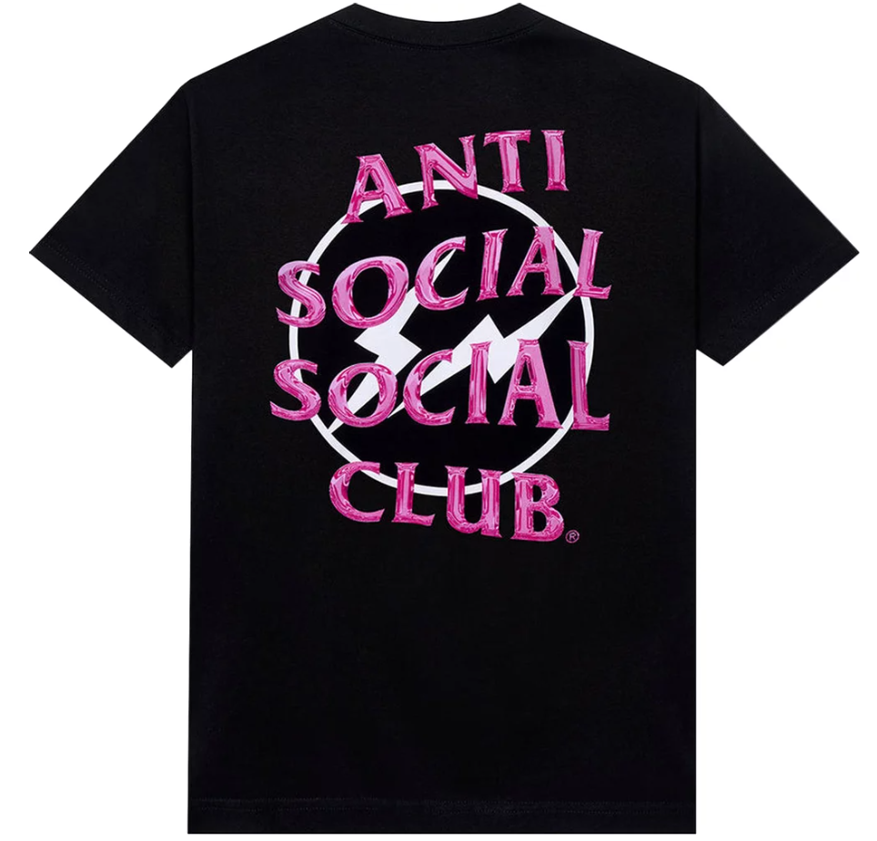 Anti Social Social Club x Fragment Design Pink Bolt Tee Black