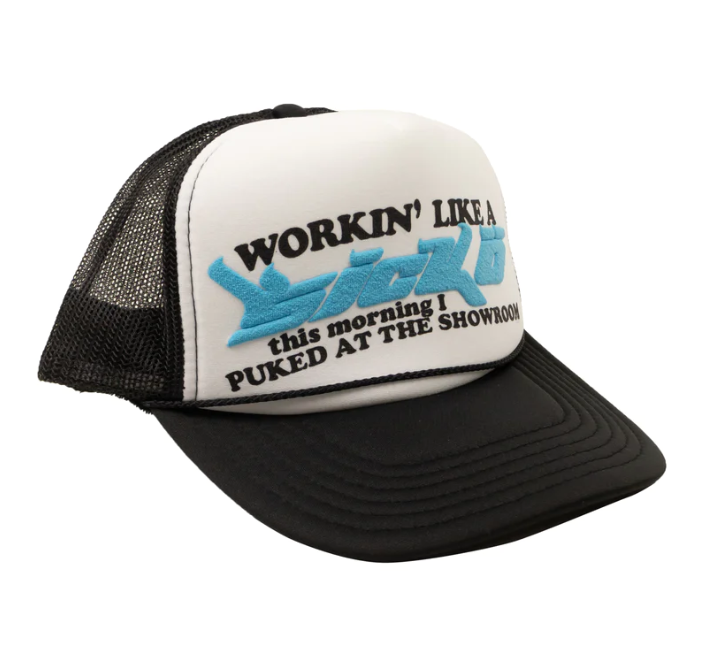 Workin Like A Sicko Trucker Hat( Light blue Black)