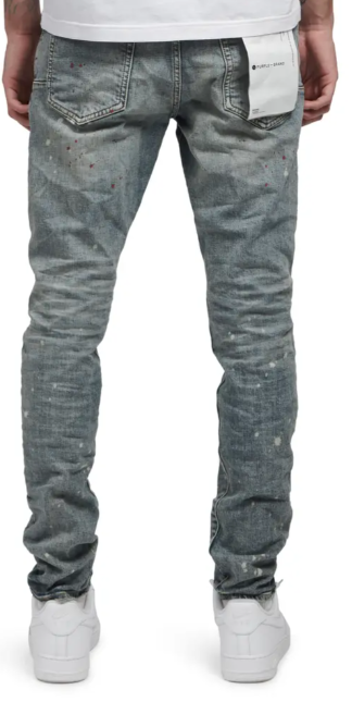 Purple Brand Paint Splatter Slim Jeans (Vintage Spotted Indigo)