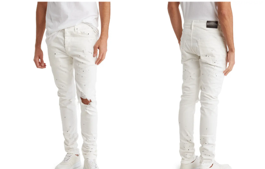 Purple Brand Low Rise Skinny Jeans (Optic White Paint Blowout)