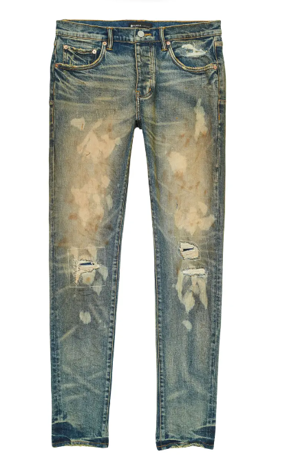 Purple Brand Distressed Stretch Skinny Jeans (Bleach Marked Dirty Indigo)