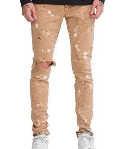 PURPLE BRAND Low Rise Skinny Jeans (SANDSTONE ACID BLEACH)
