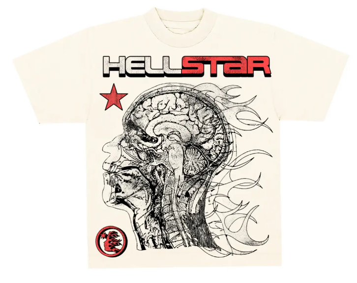 Hellstar Studios Yoga Short Sleeve Tee Shirt Cream