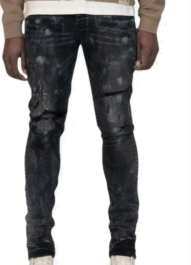 Purple Brand Low Rise Skinny Jeans (Super Fade Black Weft Repair)