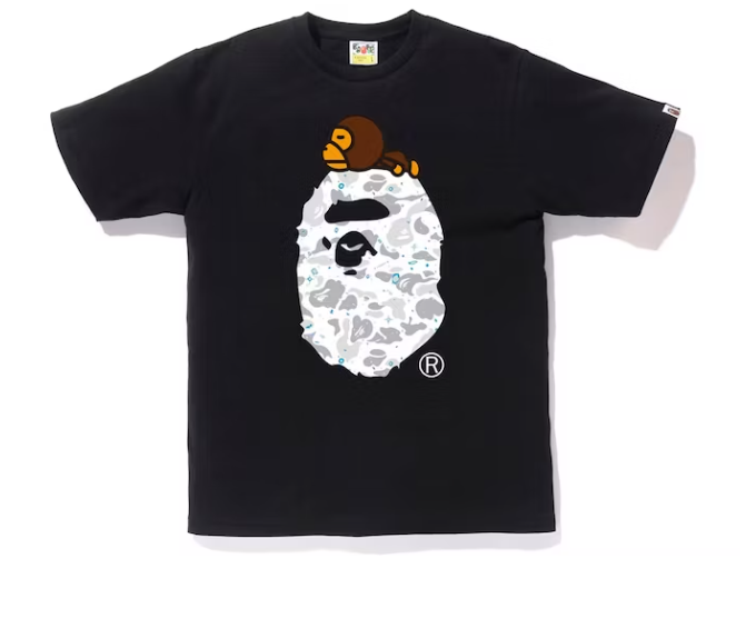 BAPE Space Camo Milo On Big Ape Tee Black