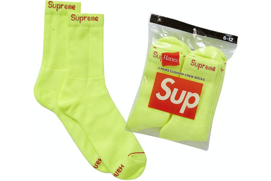 Supreme Hanes Crew Socks Fluorescent Yellow (4 Pack)