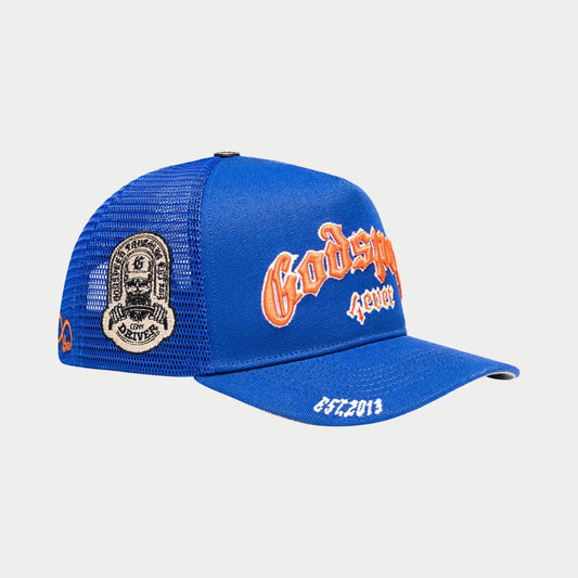 God Speed FOREVER TRUCKER HAT (Blue/Orange)