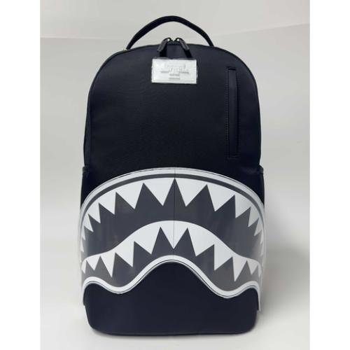 Spray Ground SHARK CENTRAL WHITE STENCIL SHARK BLACK NYLON BACKPACK