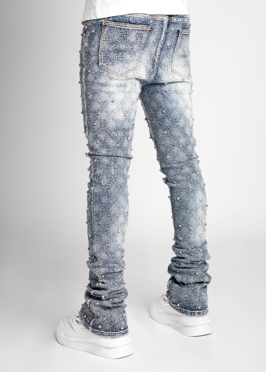 Guapi Aqua Blue Embellished Denim Jeans