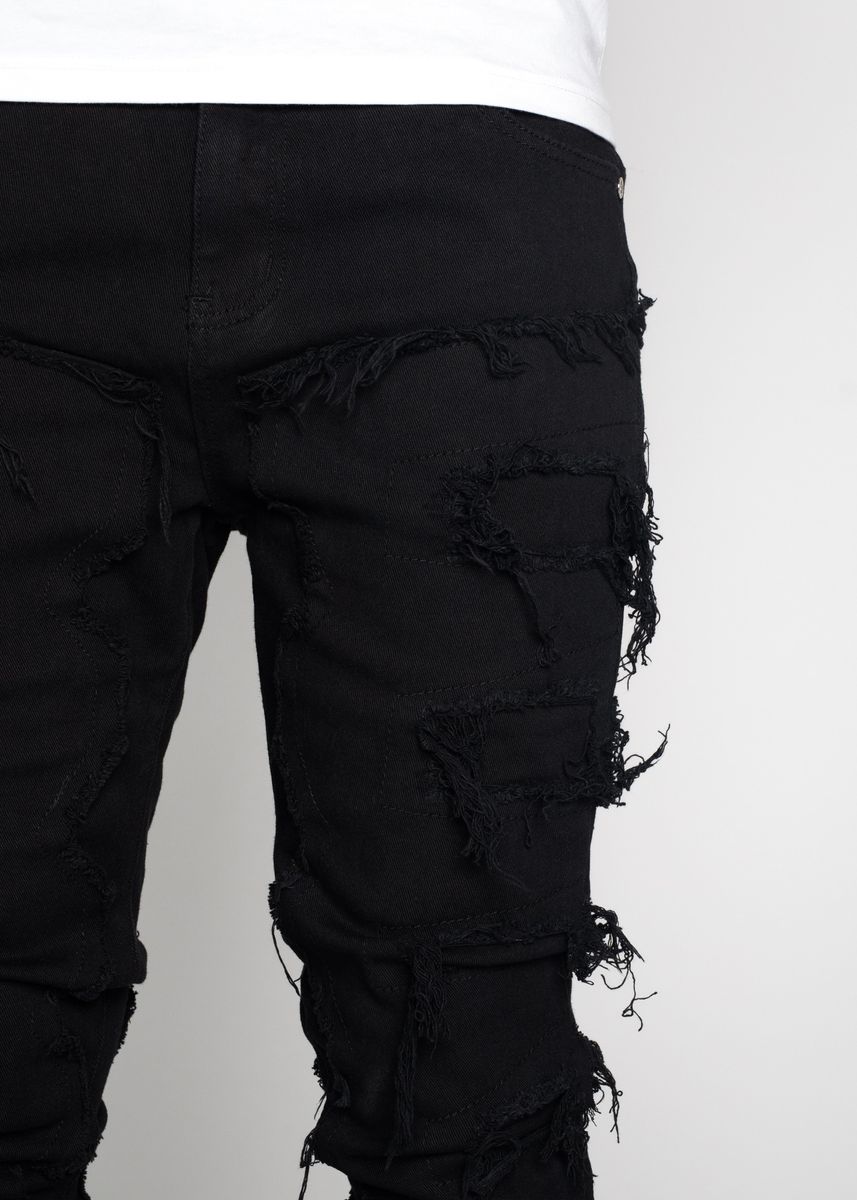 Guapi Obsidian Black Blood Diamond Stacked Denim Jeans