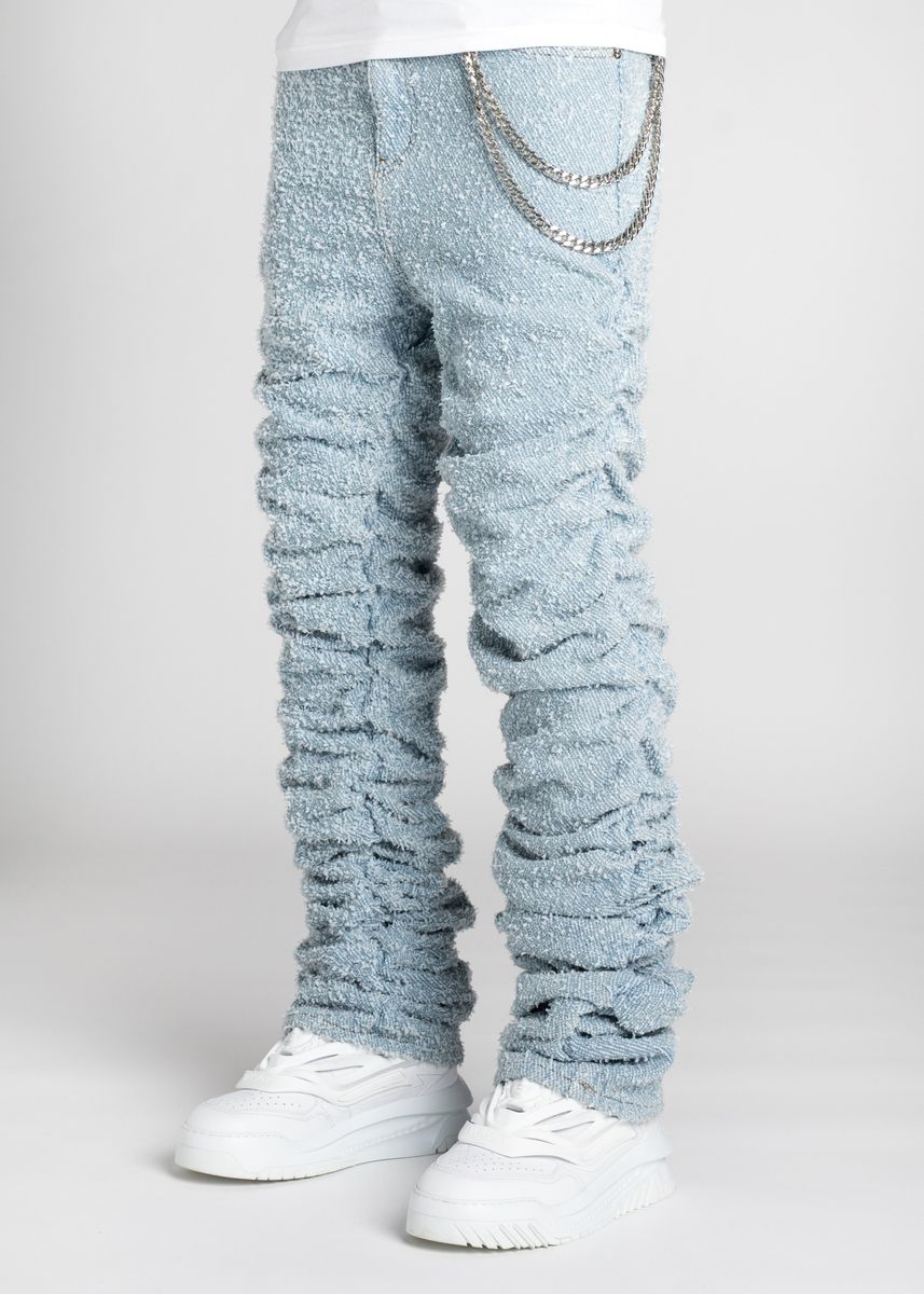 Guapi Sky Blue Super Stacked Denim Jeans