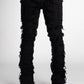 Guapi Obsidian Black Stacked Denim Jeans Zippers