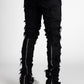 Guapi Obsidian Black Stacked Denim Jeans Zippers