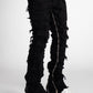 Guapi Obsidian Black Stacked Denim Jeans Zippers